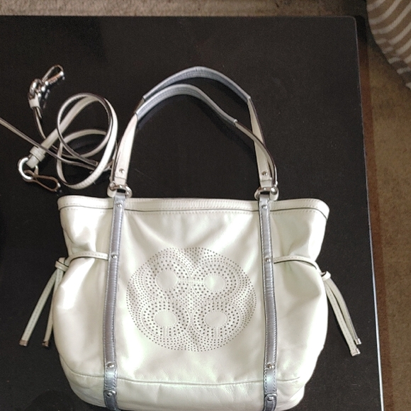 Coach Handbags - Coach Ivory And Silver Bag